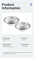 Bol de cuisson jetable résistant au four pour support de fond de tarte aux œufs en aluminium