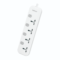 VEBAN Multiprise universelle de haute qualité 2m 3m avec 4 prises et 3 ports USB 110-250V 10A/13A en matériau PC