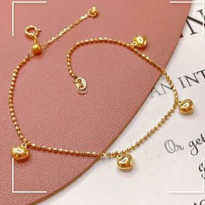 Xinfly 18K Yellow Gold Heart Pendant <b>Cute</b> Bead Style <b>Bracelet</b> Fine Chain & Link <b>Bracelets</b> for Gift or Party - Product Image 1