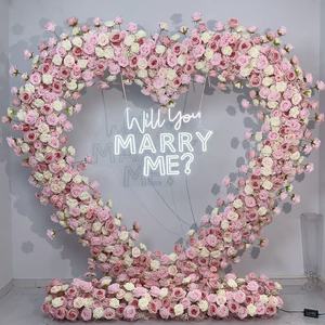 <span class=keywords><strong>Arco</strong></span> di Fiori Artificiali a Forma di Cuore Rosso, Rosa e Bianco 2M*2M per Decorazione Sfondo Matrimonio e Proposte di Matrimonio - Product Image 2