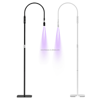 Lampe de sol UV à col de cygne pour extensions de cils, nail art, teinture des sourcils, avec lentille réglable, interrupteur à pédale, éclairage de salon de beauté