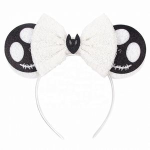 Diadema con orejas de ratón para Halloween, lazo brillante, decoración de calavera y murciélago, aro para el pelo para cosplay, accesorios para fiestas de niños y adultos - Product Image 6