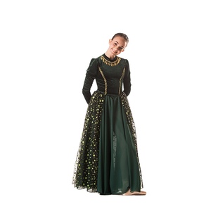 Robes de danse lyrique en tulle à manches longues et dos nu, couleur vert <span class=keywords><strong>armée</strong></span> - Product Image 2
