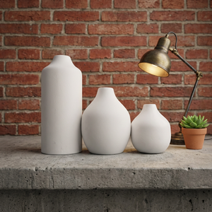 Plain <b>Ceramic</b> <b>Vase</b> Set of 3 Minimal Flower Pots for Tabletop Home Office Wedding Events Floral Arrangements and Interior Display - Product Image 1