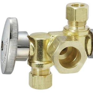 <span class=keywords><strong>Robinet</strong></span> d'arrêt d'angle à compression à double sortie 1/4 de tour sans plomb <span class=keywords><strong>avec</strong></span> deux poignées d'arrêt pour l'alimentation en eau - Product Image 5