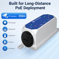 Extenseur PoE Gigabit extérieur 1 port, 1000 Mbps, portée longue distance 250 m, répéteur PoE pour caméra IP, point d'accès