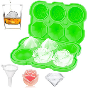 Moule à glace en silicone Formes amusantes avec couvercle transparent <span class=keywords><strong>de</strong></span> type entonnoir 3 diamond 3 <span class=keywords><strong>Rose</strong></span> Ice Balls pour refroidir les boissons Whisky Cocktails - Product Image 2