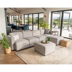 L Shape Designer Cloud Couch Nordic Sectional Furniture Soft Wooden Modular Set - Product Image 1