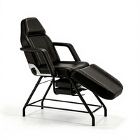 Fauteuil de beauté pliable et réglable, noir, en PVC imperméable, table portable pour extensions de cils, pédicure, tatouage, massage facial