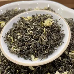 Chá verde de jasmim chinês folhas secas flor bola de chá florescendo saquinhos de chá verde de jasmim