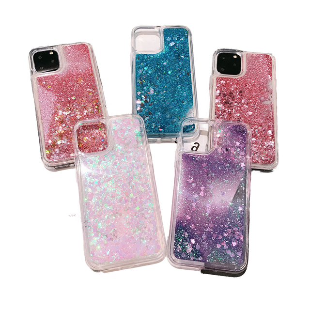 Transparent Glitter Liquid Quicksand Soft TPU Mobile Phone Case for iPhone 17 Air 17 Pro Max Heart Quicksand Cases