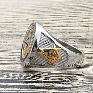 yunnique Freemason <b>Ring</b> Men's Stainless Steel Geometric Design Gift Jewelry Interlocking Color 27072 - Product Image 3
