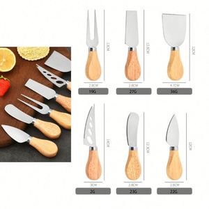 Wholesale Stainless Steel Cheese <b>Set</b> Kitchen Utensil Butter Custom Logo Knives Forks Spatula With <b>Wood</b> Handle - Product Image 2