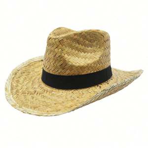Chapeau de cowboy en paille écologique en gros avec logo personnalisé pour la pêche en extérieur et usage décontracté - Chapeau unisexe promotionnel à prix réduit - Product Image 1