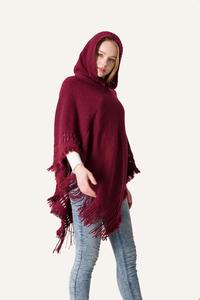 Nouveau châle-<span class=keywords><strong>poncho</strong></span> tricoté pour femme, couleur unie, style hijab, pour l'automne et l'hiver - Product Image 2