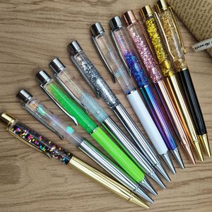 Premium Shimmer Quicksand <b>Glitter</b> Tube Metal Ballpoint <b>Pen</b> Black Blue Ink Silk Screen Logo Wedding Girl Party Favor - Product Image 6