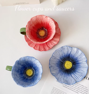 Service à thé en porcelaine de Chine à motif arabe, écologique, durable, tasses à expresso à fleurs, soucoupes, tasse à café latte promotionnelle - Product Image 6