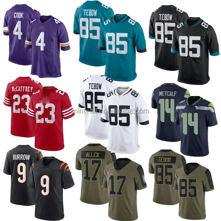 2023 Black Jacksonville Cincinnati Team Top-Verkäufe American Football Team #9 Joe Burrow #85 Tim Tebow Trikot für billige