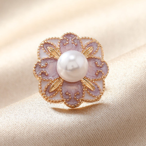 Vintage Floral imitação esmalte colar Pin Buckle para as mulheres elegante liga anti-exposição camisa pérola xale crachá chapeamento - Product Image 3