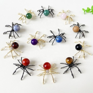 Natuursteen helende kristallen tijgeroog amethist rozenkwarts gepolijste broche spinnenbroche voor mannen vrouwen modetrend - Product Image 6