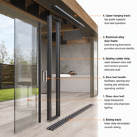 Porte coulissante extérieure moderne en aluminium, robuste, insonorisée, étanche, isolante thermiquement, double couche