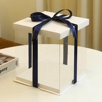 Boîte à gâteau carrée transparente en PVC de 4 et 8 pouces, idéale pour les petits gâteaux, prix de gros, pour mariage