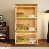 Villa pour chat en bois massif écologique, moderne, pliable, avec cage en verre, style nid, pour plusieurs chats, toutes saisons