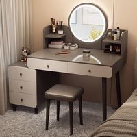 Coiffeuse moderne simple en bois avec miroir et rangement, facile à assembler, gain de place, pour chambre, école, appartement
