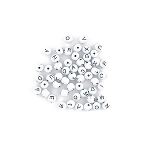 Perline Ilan 8mm Bianche con Scritte Nere, circa 17g, Forniture per Creazione di Gioielli - Product Image 2