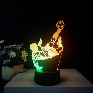 Grosir Pabrik lampu malam <span class=keywords><strong>3D</strong></span> lampu malam Led warna-warni bercahaya dekorasi rumah lampu meja akrilik sepak bola Remote Control - Product Image 4