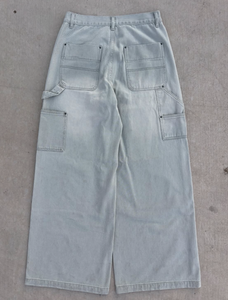 مصنع مخصص عادي فارغة الشارع الشهير ممزق المتعثر فضفاض الركبة مزدوجة قماش الدنيم نجار البضائع الجينز السراويل الرجال - Product Image 6