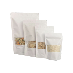 Sacs en papier kraft blanc personnalisés avec logo sur mesure pour l'<span class=keywords><strong>emballage</strong></span> <span class=keywords><strong>alimentaire</strong></span> de bonbons et de snacks, sacs refermables imprimés sur mesure - Product Image 1