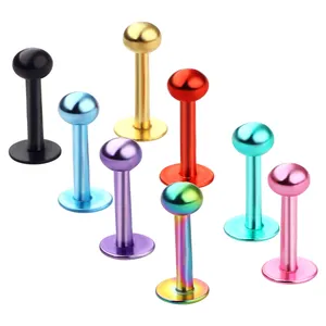 Anodized Surgical Steel Wholesale Body Jewelry 16G Lip Ring Stud Ear Barbell Piercing Labret Pircing Tragus Earrings