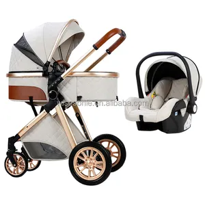 新生儿礼品铝框婴儿车和汽车座椅在一个婴儿推车