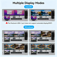 Switch KVM USB-C HDMI DP untuk 2 PC, Monitor Ganda 4K 60Hz/120Hz, Hub USB 3.2, Pembaca Kartu SD/Micro SD, Kompatibel dengan Mac/Windows