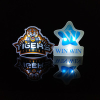 Badges promotionnels personnalisés en acrylique et plastique avec logo LED, badges nominatifs lumineux clignotants, vente en gros en Chine
