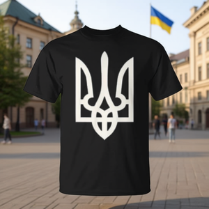 T-shirt Trident ukrainien, hommage au président Volodymyr Zelensky, produit promotionnel de qualité supérieure - Product Image 2