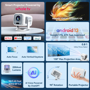 Proyector Portátil Mini LED de 130 Pulgadas con Enfoque Automático, Android 13, Más de 700 Aplicaciones, 3D, 200 ANSI, para Cine en Casa y Entretenimiento Familiar - Product Image 3