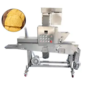 Automatic Onion Ring Flouring Batter Fried Chicken Shrimp Tempura Bread Crumb Burger Evenly Coat Covering Battering Machine