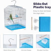 Cage suspendue pour perruches, construction en fil électroplaqué, habitat confortable pour les pinsons, les canaris et les calopsittes