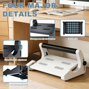 Repose-pieds ergonomique réglable avec surface massante, réglage de la hauteur sur 6 niveaux, ABS, pour le bureau, la maison et l'espace de travail - Product Image 3