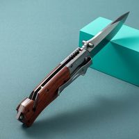Couteau pliant d'extérieur Dropshipping Shopify, haute dureté 58HRC, acier inoxydable, outil de survie EDC, outil de poche avec manche en bois
