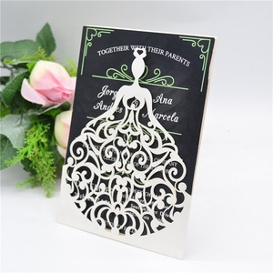 Invitations élégantes pour Quinceañera, <span class=keywords><strong>mariage</strong></span>, fête prénuptiale, découpées au laser, rose poudré - Product Image 3