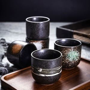 Tasse à thé ou à café en céramique rustique de style japonais avec couvercle, empilable, écologique, pour usage commercial - Product Image 4