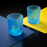 Stoples Lilin Kaca Biru Bening 220ml 315ml 420ml Wadah Bulat Dapat Digunakan Kembali dengan Tutup Kayu untuk Lilin Aromaterapi