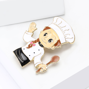 Broche de chef créative au design dernier cri, badge en alliage de personnage de dessin animé, cadeau pour chef de <span class=keywords><strong>restaurant</strong></span>, bijoux, broche de col, broche de costume - Product Image 2
