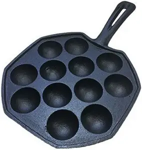Buena calidad Takoyaki Maker Sartén de hierro fundido Pulpo Carne Bola Molde takoyki pan fundido iorn forma de huevo