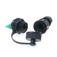Conector RJ45 Macho/Hembra con Carcasa de Nailon para Montaje en Panel, Impermeable IP67, para Equipos de Exterior