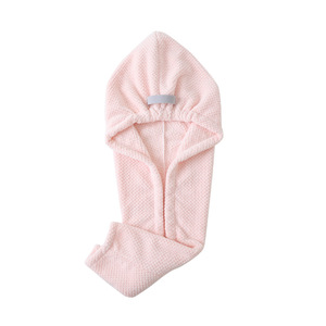 Gorro para secar el cabello, 26x75cm, forro polar coral, de rápida absorción, para uso doméstico, color rosa - Product Image 4