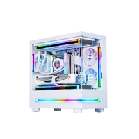 Nouveauté : Boîtier d'ordinateur MATX Mid Tower, boîtier de jeu, boîtier PC en verre trempé, boîtier de bureau avec bandes lumineuses